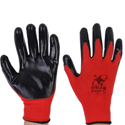 China Work Wear Resistant Nitrile Gloves EN388 Nitrile Coated Construction Work Gloves Black Nitrile Gloves for sale