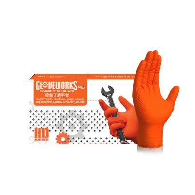 China Wholesale Durable Orange Industrial Machinery Chemical Protective Gloves Nitrile Gloves for sale