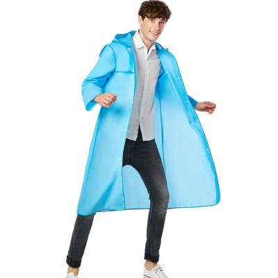 China 100% Fashion Long Waterproof Adult Hooded Eco-Friendly Waterproof Raincoat Blue for sale