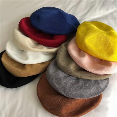 China Fashion Linen Spring Beret Hat Barred Slim Women Cover Female Painter Ladies Artist Beanie Beret Girls For Fall for sale