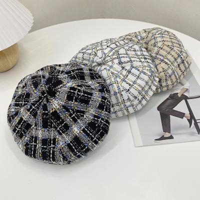 China Polyester Cotton Retro Fashion Style Multicolor Knitted Beret Caps Octagonal Pumpkin Hat Cap for sale