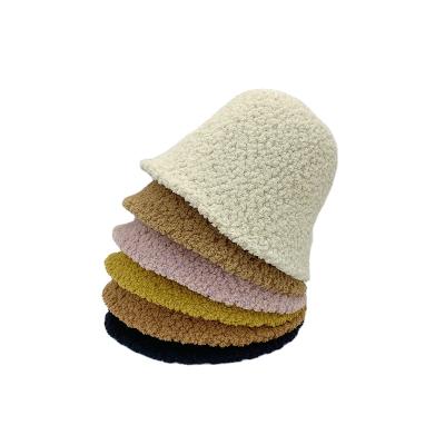 China New Striped Berber Fleece Bucket Hat Women Winter Autumn Windproof Warm Foldable for sale