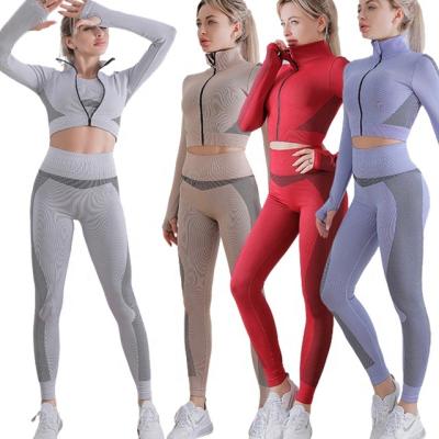 China Wholesale Breathable Seamless Long Sleeve Top Yoga Suit Sports Yoga Two Piece Suit for sale