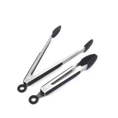 China Sustainable Non-Stick Stainless Steel BBQ Cooking Grilling Locking Silicone Food Tongs for sale