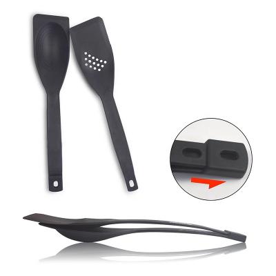 China Viable 6 Way Using Turner Spoon Nylon Slotted Cooking Utensil Salad Tongs Kitchen Tools Set for sale