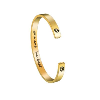 China FASHIONABLE Custom Logo Engraving Pattern Cuff Bangle 316l Stainless Steel Bangle With Anti-allergy for sale