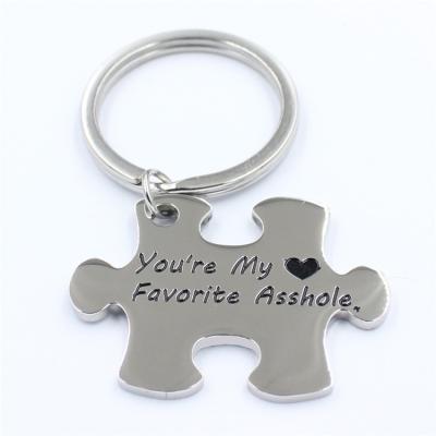 China We can engraved your logo or photos personalized stainless steel custom engrave laser logo custom metal puzzle key chain for sale