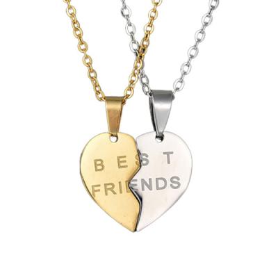 China FASHIONABLE Heart 2 Necklace Stainless Steel Hot Selling Best Friends Friendship Necklace Stable Parts Forever for sale