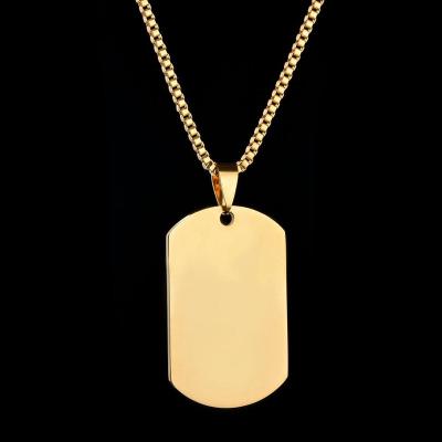 China FASHIONABLE Hot Sale White Tags Key Chain Diy Engraved Stainless Steel Pendant Hanging Necklaces for sale