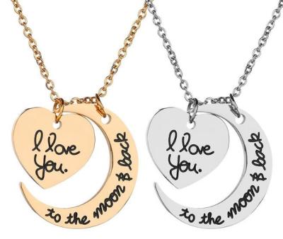 China FASHIONABLE Wholesale Stainless Steel Custom Design Love Letter Pendant Necklace Engraved Pendant Necklace Gold for sale