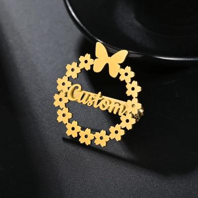 China We Can Engraved Your Logo Or Photos Fashion Stainless Steel Pins Brooches Pins Brooches Stainless Steel Custom Name Brooches Womens Jewelry Accessory for sale