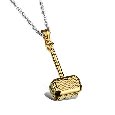 China Wholesale Fashionable Jewelry Wholesale High Quality Hammer Mens Stainless Steel Gold Pendant Necklace for sale