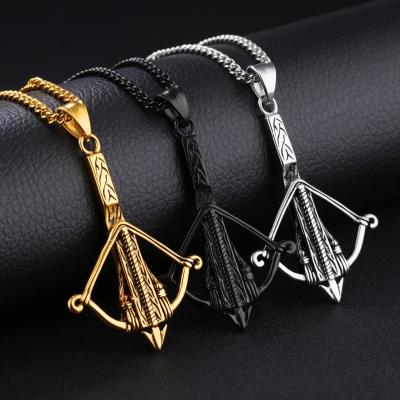 China Hops FASHIONABLE antique archery hip jewelry stainless steel gold /black /silver vintage style men's pendant necklace for sale