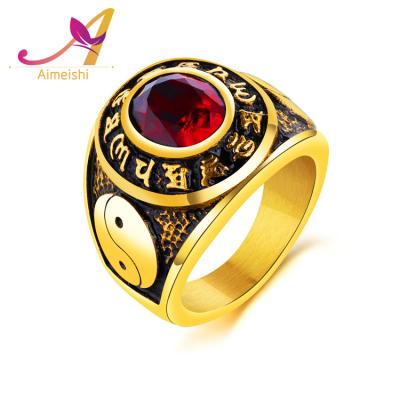 China Fashionable Unique Design Ruby Stone Gold Ring For Men for sale