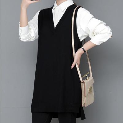 China Plus Size Sweater Dress Anti-Static V-Neck Oversized Knit Sweater Vest Dress for sale