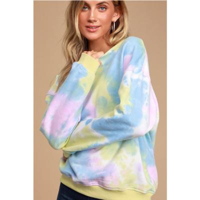 China custom Anti-wrinkle women fashion pullover space dye multicolor tie dye sweater for sale