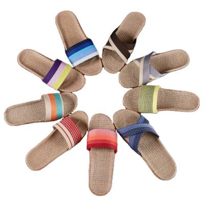 China Fashion Trend Linen Home Indoor Canvas Slippers For Home for sale