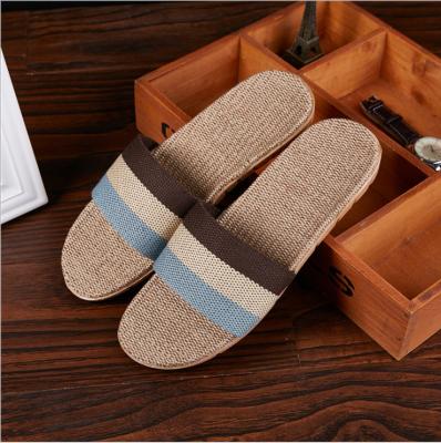 China Men's Anti-Smell Anti-Smell Slippers Home Indoor Casual Linen Canvas Unisex Shoes Soft Non-Slip Sole Shoes for sale