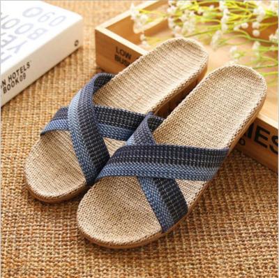 China Anti-Smell Anti-Smell Men Women Summer Open-Toe Linen Anti-Slip Slippers for sale