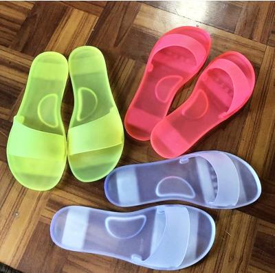 China Hot Style Summer Sweat-absorbent Flat-Heel Flip-Flops Crystal Transparent Slippers Sandals and Slippers for sale