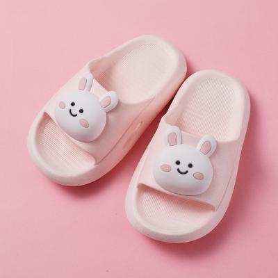 China Waterproof Cute Cartoon Bear Rabbit Kids Anti Slip Bathroom Slippers Soft PVC Slide for sale