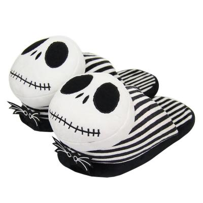 China Home Funny Skull Plush Halloween Christmas Autumn And Winter Floor Cotton Slide Lightweight Indoor Slippers for sale