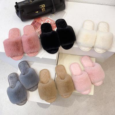 China CUSHIONING Home Slippers Women's Fur Slippers Fluffy Slides With Non Slip Soles For Women for sale