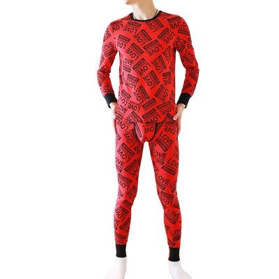 China QUICK DRY custom logo on waistband printed cotton long johns fashion Autumn Winter underwear men thermal underwear set OEM for sale