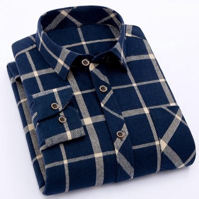 China Anti-pilling 2022 autumn and winter popular casual plaid designer Long Sleeve Clothes men's shirt for sale