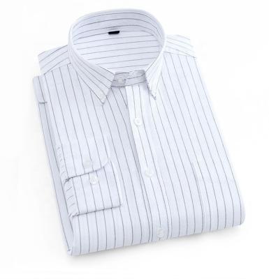 China Anti-pilling Customized 100% Official White Long Sleeve Cotton Stripe 5XL Shirts For Men Formal for sale