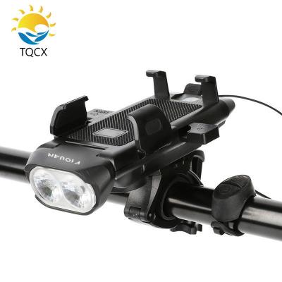 China New Design ABS 4 in 1 Front Horn Light Phone Bracket Lock Screen Bicycle Mountain Easily Cycling Front Light for sale