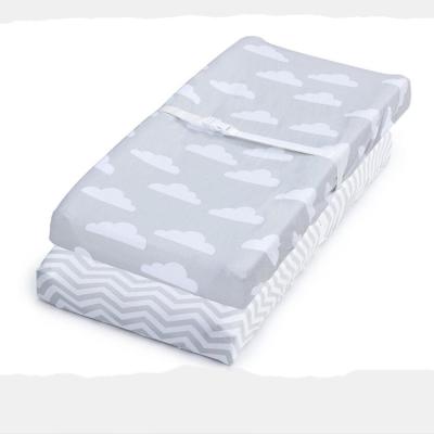 China Amazon New Best Selling 100% Trendy Eco-Friendly Antibacterial Stretch Tank Top Knit Cotton Baby Changing Pad Cover with Unisex Clouds and Chevron Design for sale