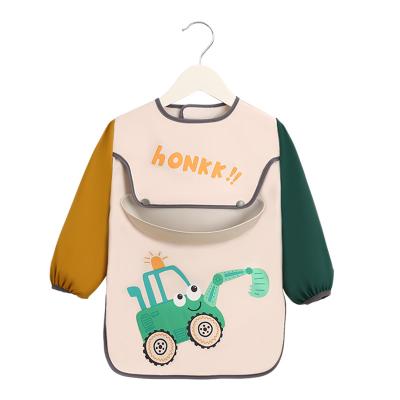 China Other baby eating bib coveralls children's aprons children's rice pouches waterproof and dirt-proof baby spring and summer long sleeves for sale