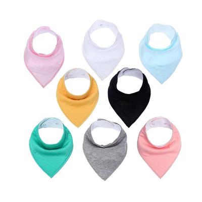 China Solid Color Baby Drool Bibs Antibacterial Bandana Teething Cotton Triangle Adjustable Snap Bib Set Baby Boy Girls Shower Gift for sale