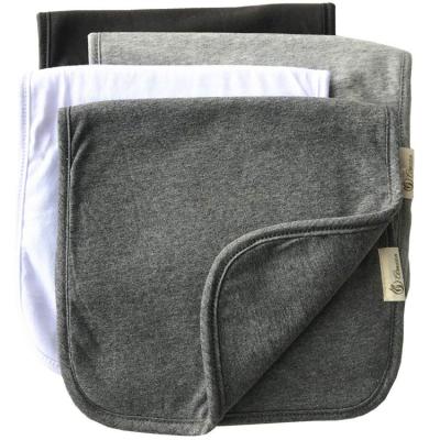 China Antibacterial 3 Layers of Gray Black and White Cotton Absorbent Fleece 4 Pack Set Burp Cloths for Babies for sale