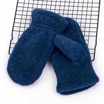 China Plain Customize Hot Sale Outdoor Winter Faux Lamb Fur Kids Warm Mittens for sale