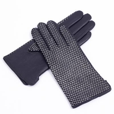 China Simple hot sale women embossed genuine leather gloves for women outdoor activity warm gloves for lady for sale