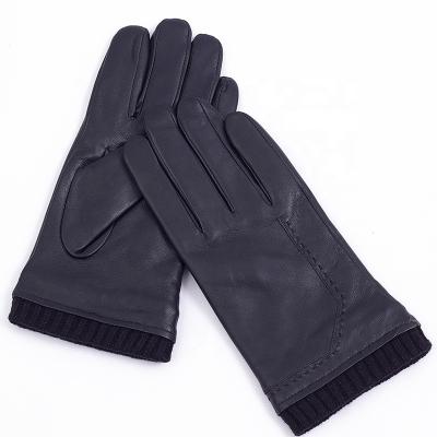 China Simple Classic Design Genuine Leather Gloves For Men Winter Lap Warm Cold Proof Cycling Gloves for sale