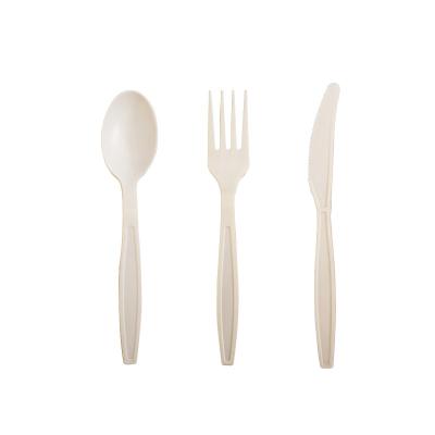 China Eco - Friendly Compostable Food Cutlery Set Takeout Cornstarch Forks Restaurant Cutlery Set for sale