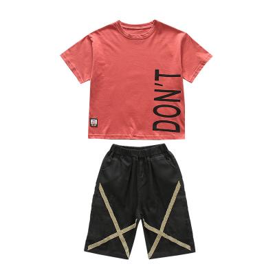 China The other red men's Korean version of the net foreign style children's clothing boys' children's summer clothes new set in the big children for sale