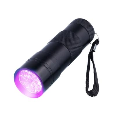 China Industrial Small Violet Fluorescent Uv Ultraviolet Detection Portable Mini Led Flashlight Aluminum Alloy 12led Currency Detector for sale