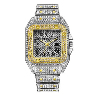 China Full Diamond Watch Men Luxury Hip Hop Unisex Iced Out Quartz Watches Synchronize Gold Steel Jewelry Wristwatches For Men for sale