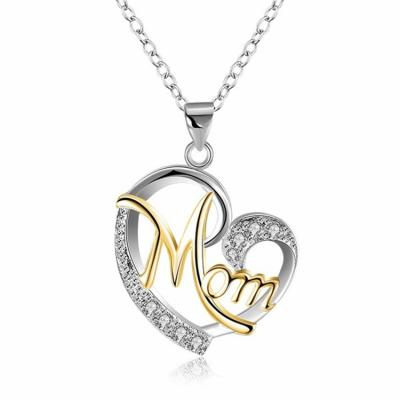 China Wholesale High Quality TRENDY I LOVE MOM Letters Heart Pendant Necklace For Mothers Day Gifts for sale