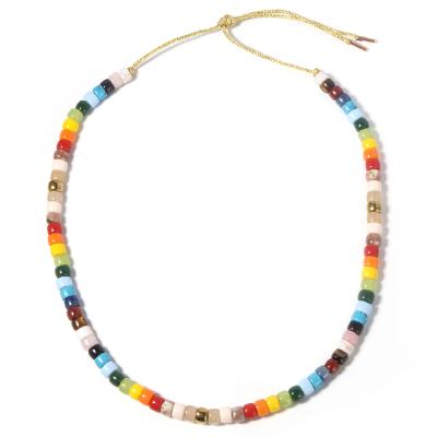 China BOHEMIA Cenda Beads Necklace Adjustable Colorful Loose Forte Beads Rainbow Forte Necklace for sale