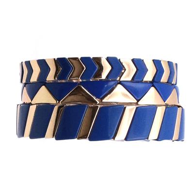 China 2021 Hot Selling CLASSIC Rainbow Enamel Alloy Tile Bracelet Set Enamel Plaids Stretch Tile Bracelet for sale