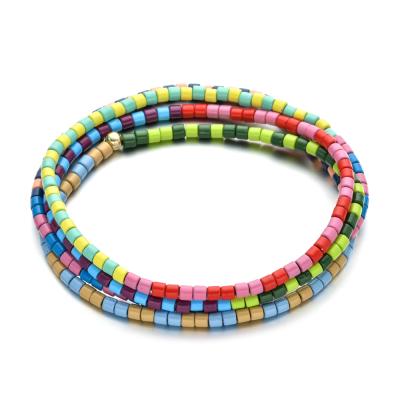 China CLASSIC Rainbow Cenda Multilayer Tile Bead Necklace Multi Layer Bohemia Beach Wind Bracelet Set for sale