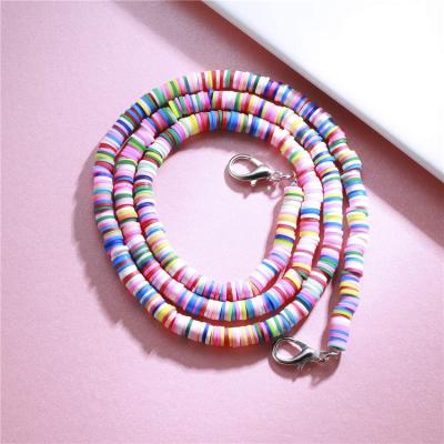 China High Quality Colorful Rainbow BOHEMIA Polymer Clay Beads Jewelry Soft Clay Accessories Halterneck Necklace For Women for sale