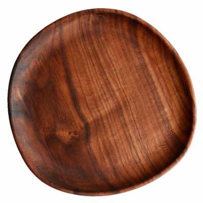 China Kitchen Black Walnut Dish Food Dessert Display Whole Solid Wood Handmade Tray for sale