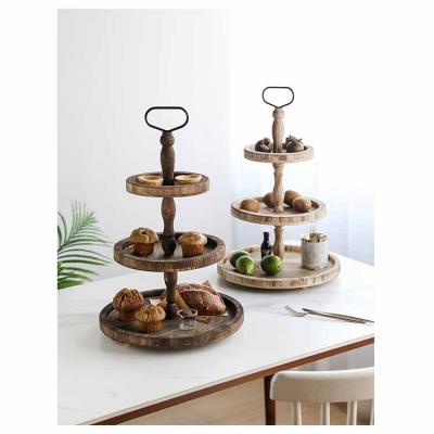 China Wooden Table Creative European-style Double-layer Kitchen Dessert Decoration Display Table for sale