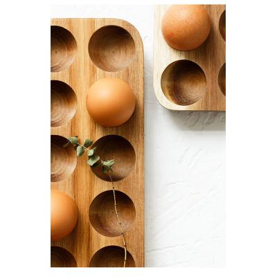 China Sustainable Classic Kitchen Tools Factory Direct Customizable Egg Tools 12 Grid Wooden Egg Tray for sale